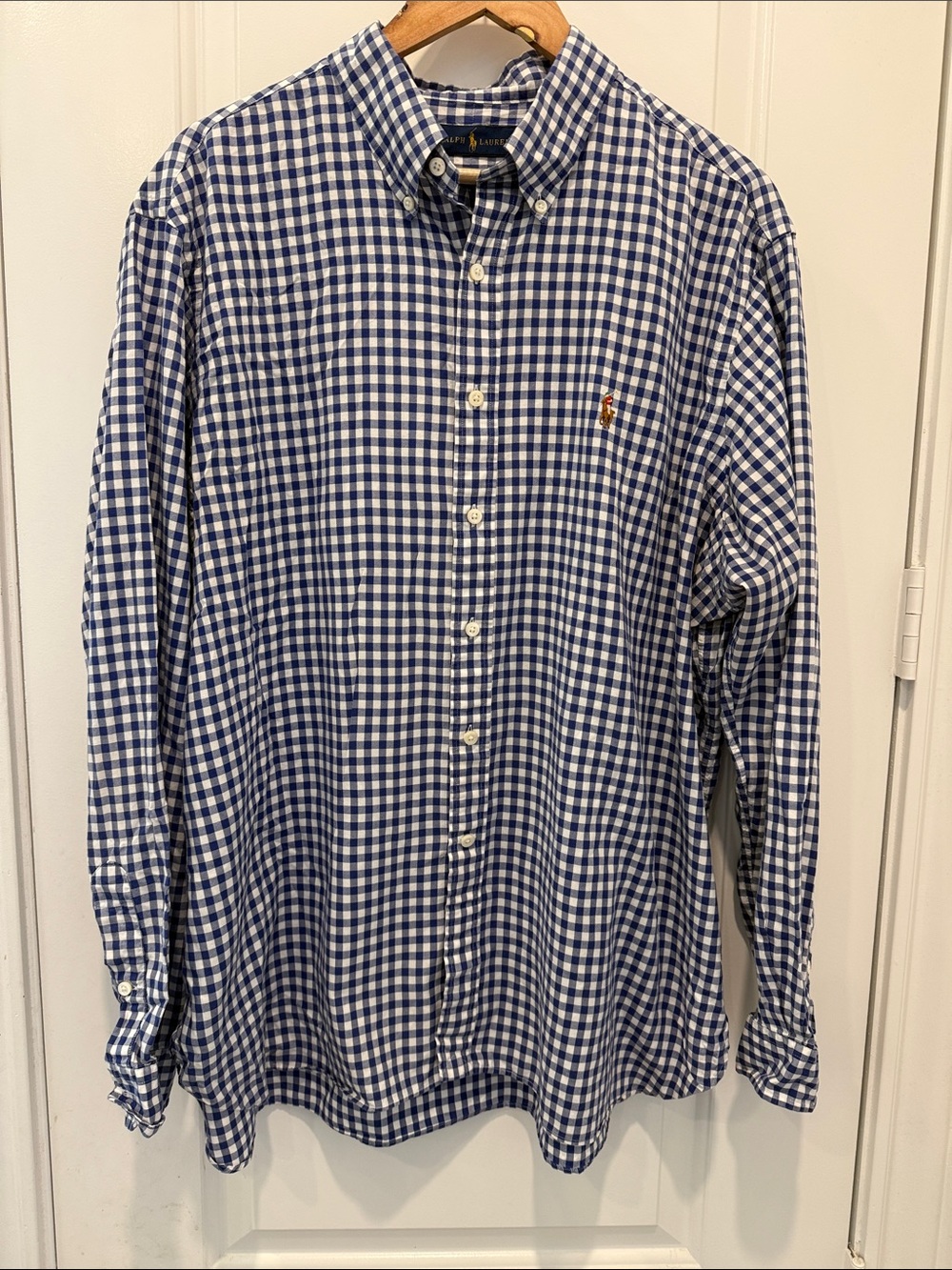 Ralph Lauren Navy & White Gingham Button-Down Shirt
